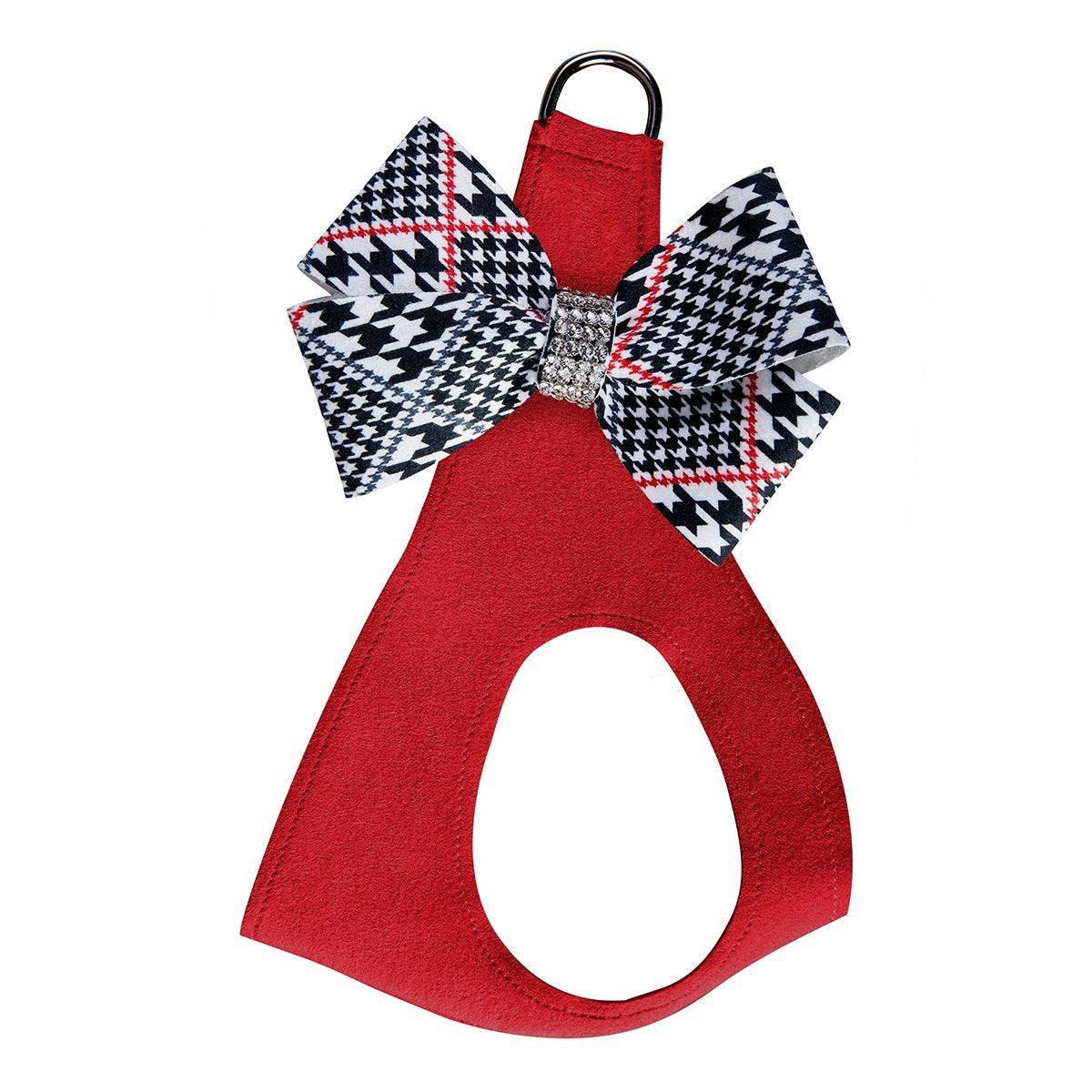 Red Glen Houndstooth Nouveau Bow Step In Harness - Rocky & Maggie's Pet Boutique and Salon