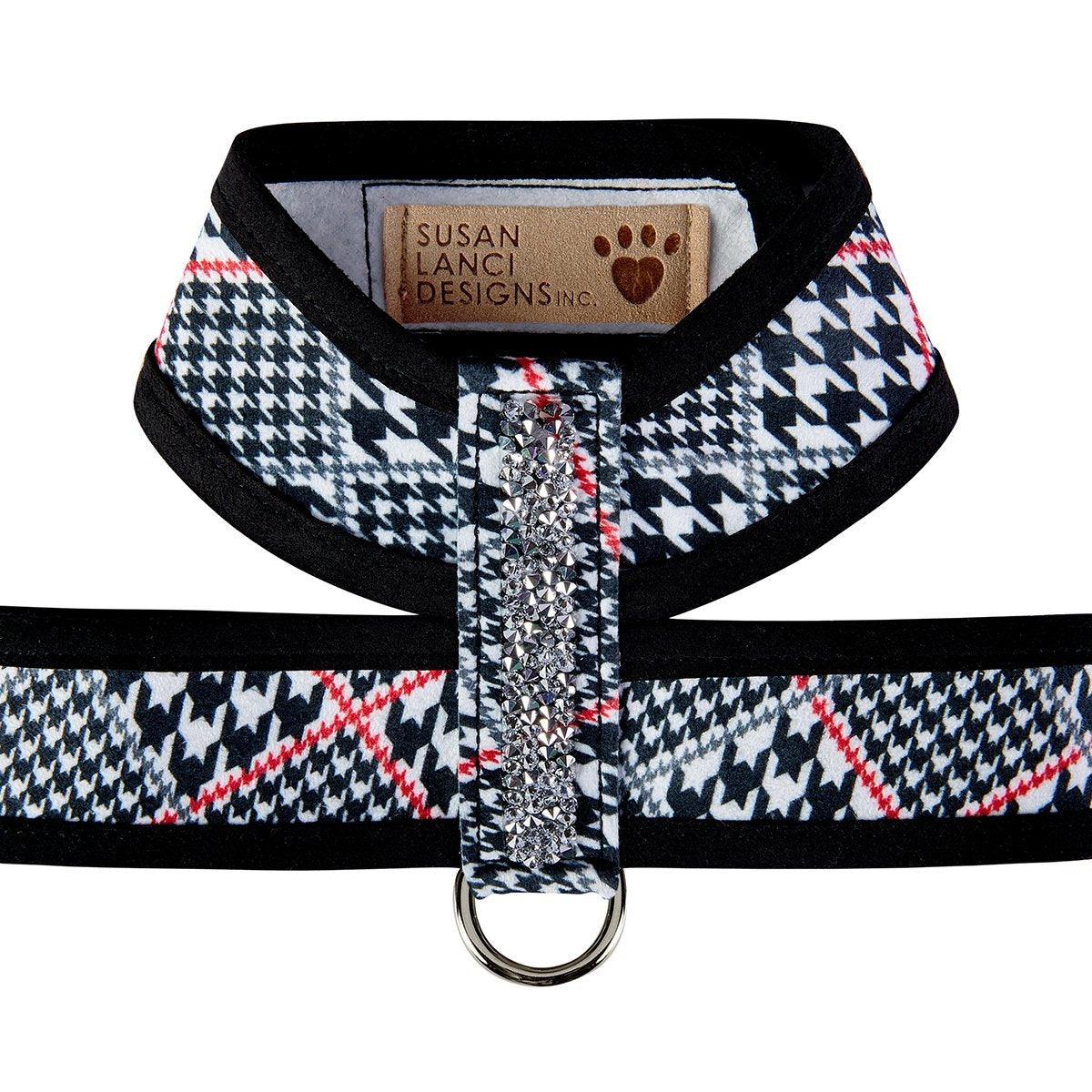 Glen Houndstooth Crystal Rocks Tinkie Harness with Trim - Rocky & Maggie's Pet Boutique and Salon