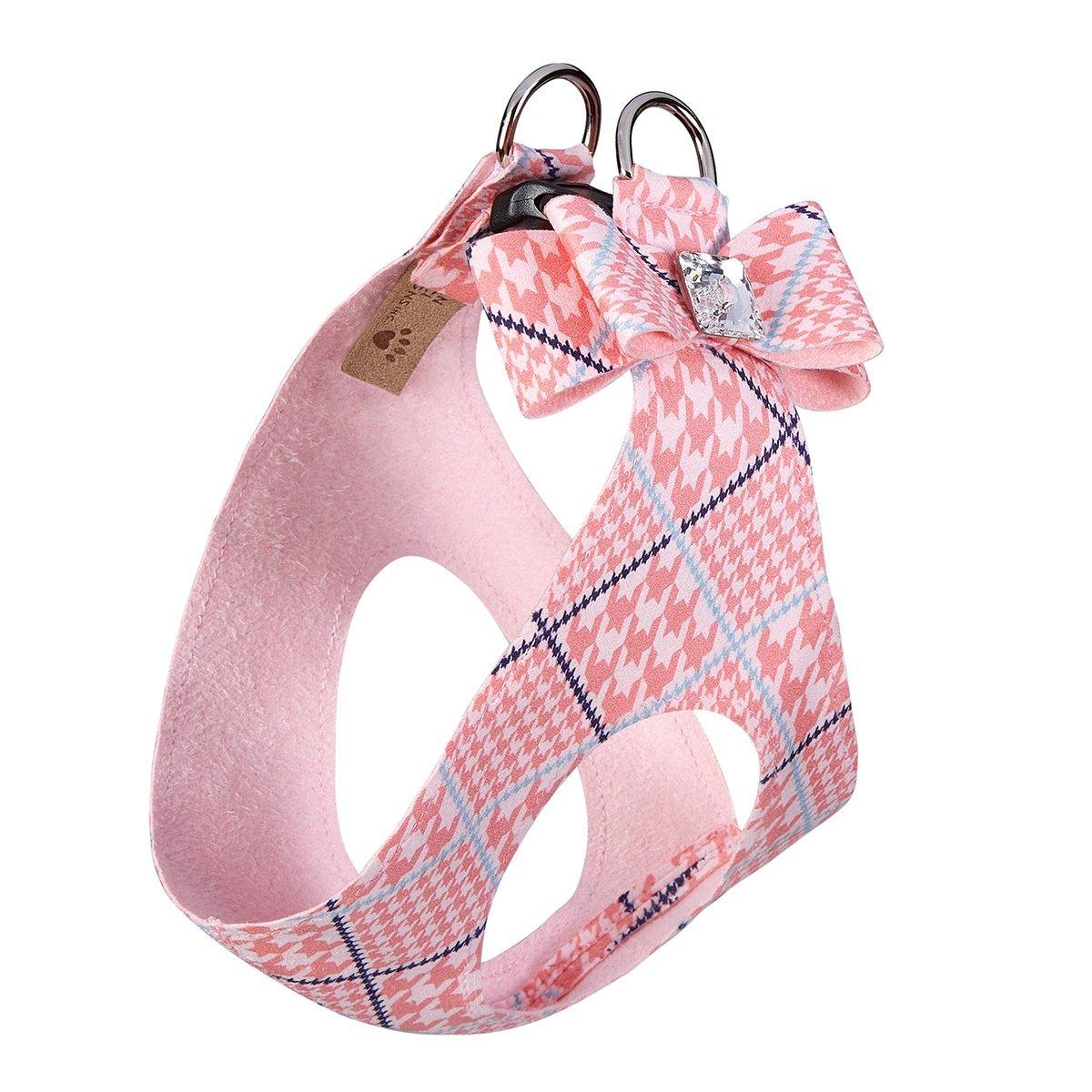 Pink Glen Houndstooth Big Bow Step In Harness - Rocky & Maggie's Pet Boutique and Salon