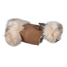 Ivory Fox Fur Coat with Chocolate Glen Houndstooth Nouveau Bow - Rocky & Maggie's Pet Boutique and Salon