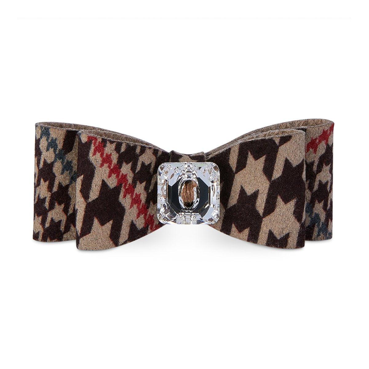 Glen Houndstooth Single Big Bow Hair Bow - Rocky & Maggie's Pet Boutique and Salon