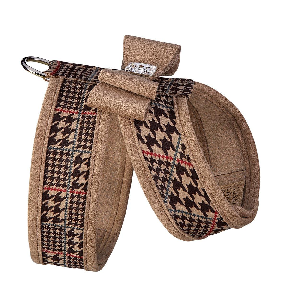 Glen Houndstooth Tinkie Harness with Trim and Big Bow - Rocky & Maggie's Pet Boutique and Salon