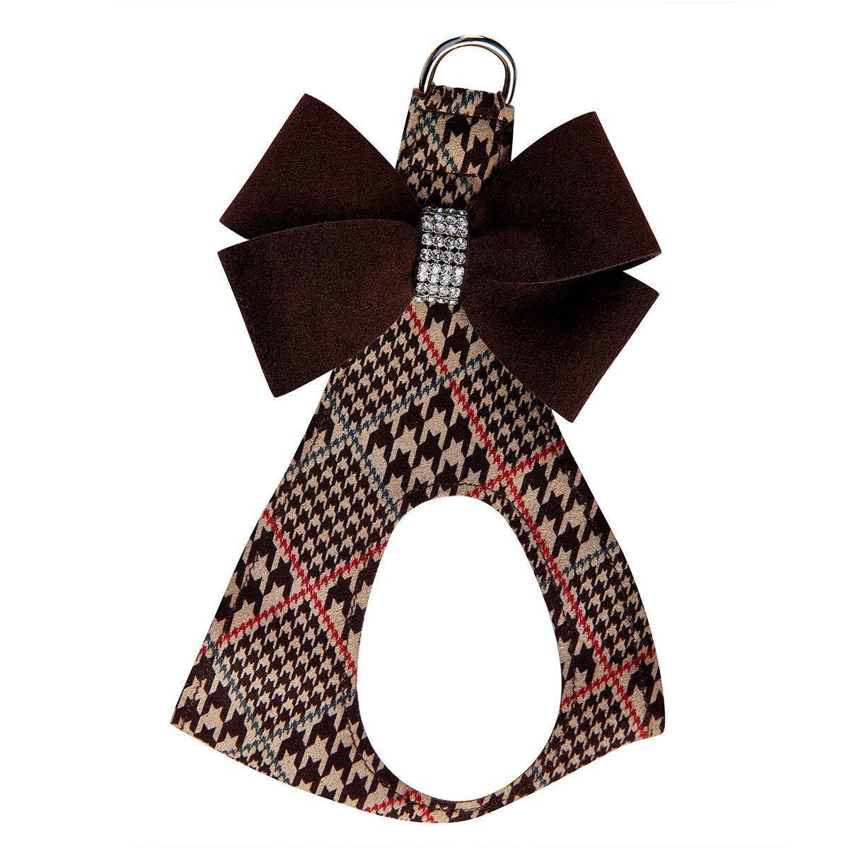 Chocolate & Dark Brown Glen Houndstooth Nouveau Bow Step In Harness - Rocky & Maggie's Pet Boutique and Salon