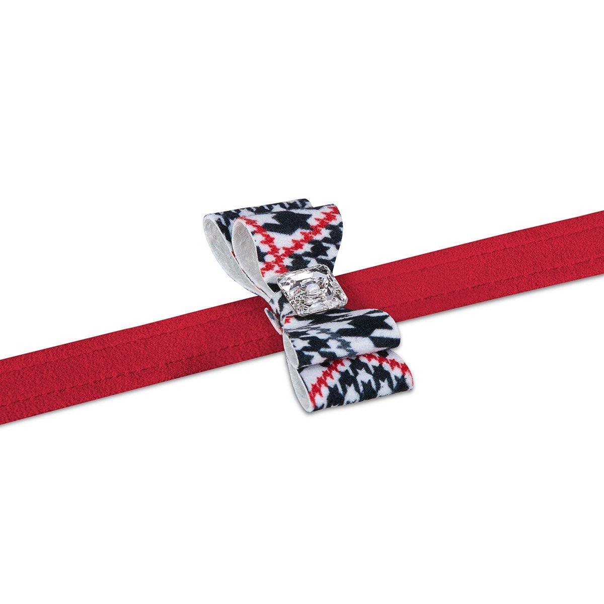 Glen Houndstooth Big Bow Leash - Rocky & Maggie's Pet Boutique and Salon