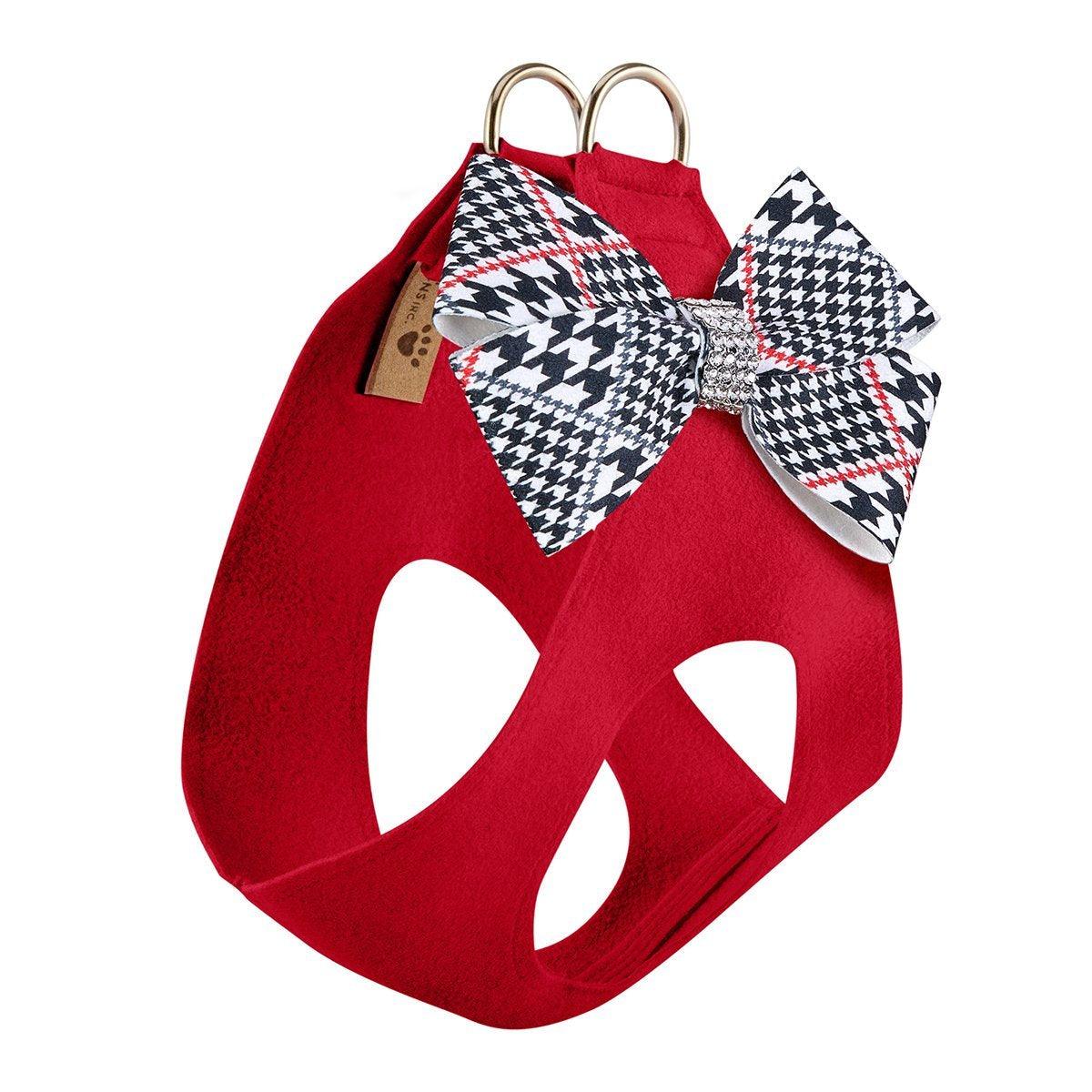 Red Glen Houndstooth Nouveau Bow Step In Harness - Rocky & Maggie's Pet Boutique and Salon