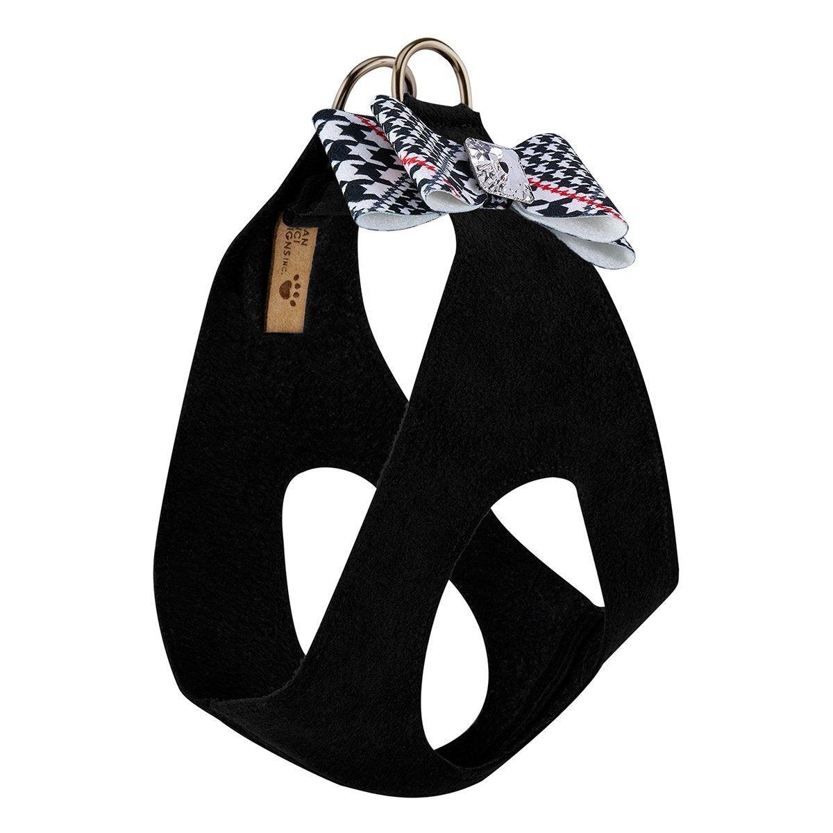 Black Glen Houndstooth Big Bow Step In Harness - Rocky & Maggie's Pet Boutique and Salon