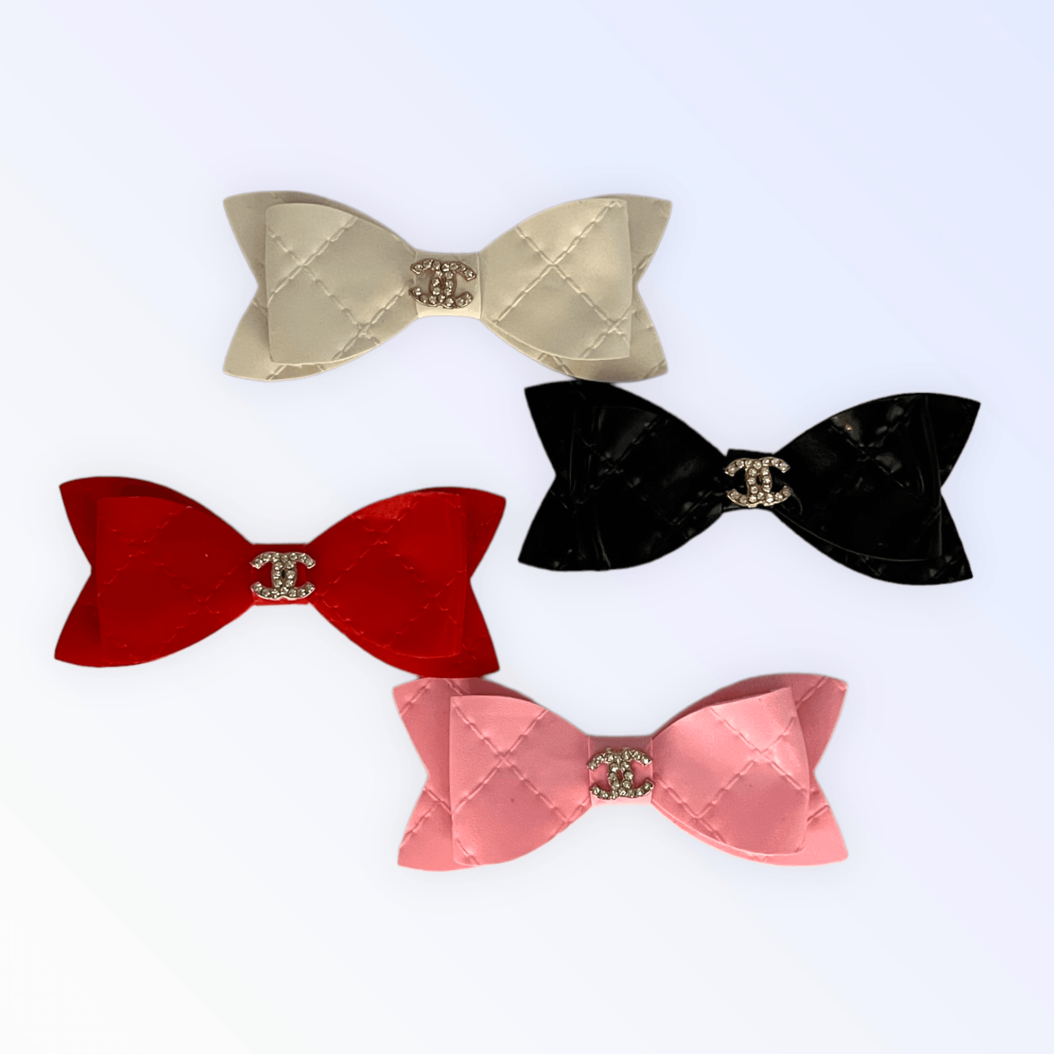 Quilted CC Leather Hair Bows - Rocky & Maggie's Pet Boutique and Salon
