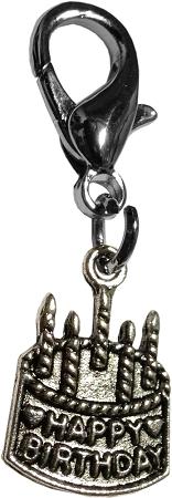 Chrome Happy Birthday Lobster Claw Charm - Rocky & Maggie's Pet Boutique and Salon