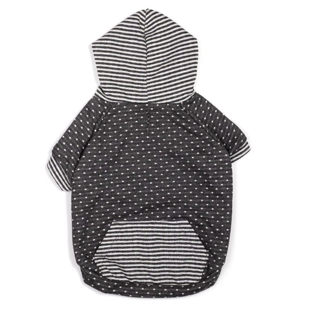 Dot and Stripe Hoodie in Gray - Rocky & Maggie's Pet Boutique and Salon