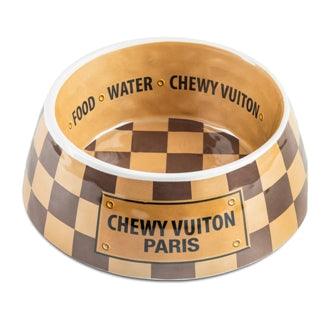 Checker Chewy Vuiton Bowl Set - Rocky & Maggie's Pet Boutique and Salon