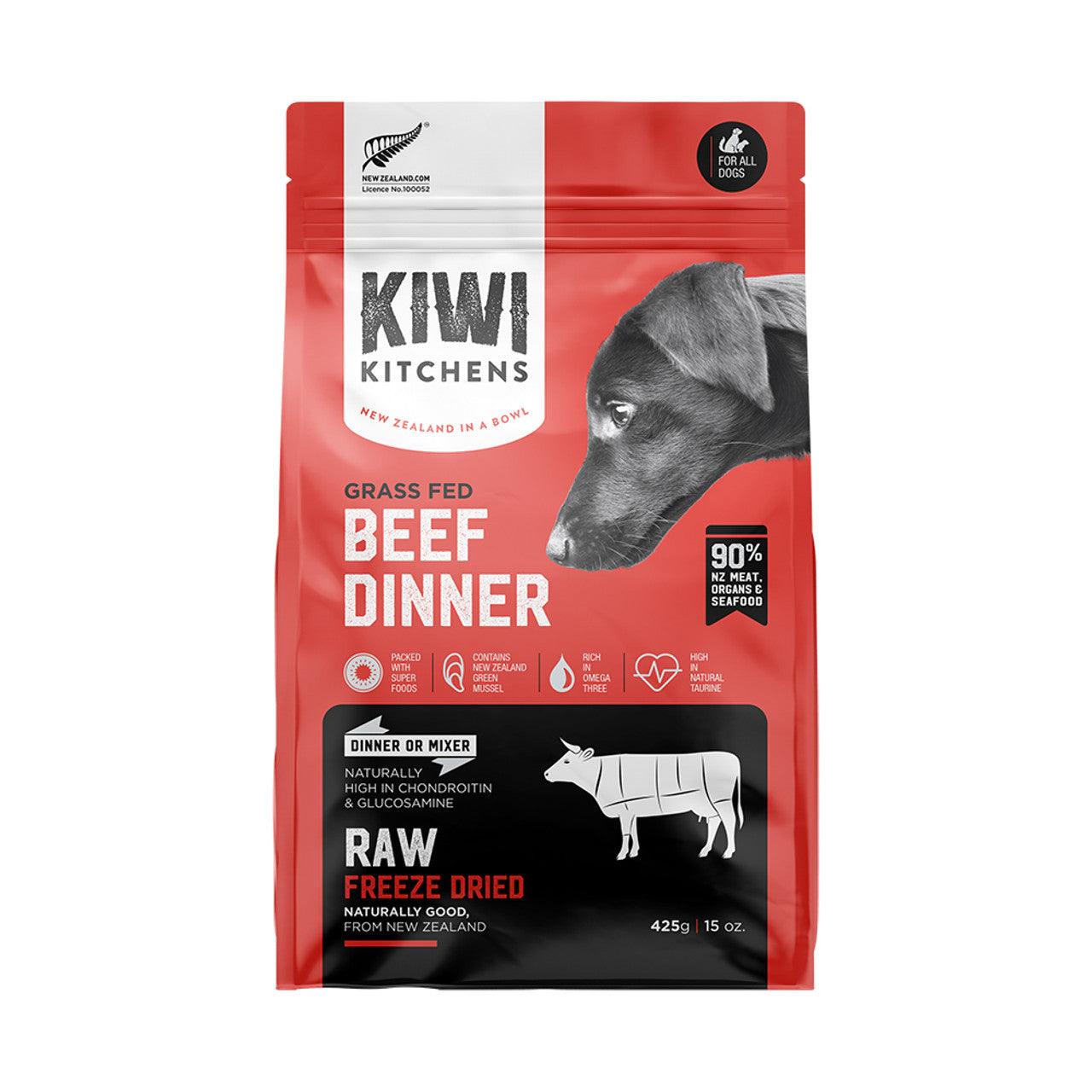 Kiwi Kitchens Grass Fed Beef Dinner Raw Freeze Dried Dog Food - Rocky & Maggie's Pet Boutique and Salon