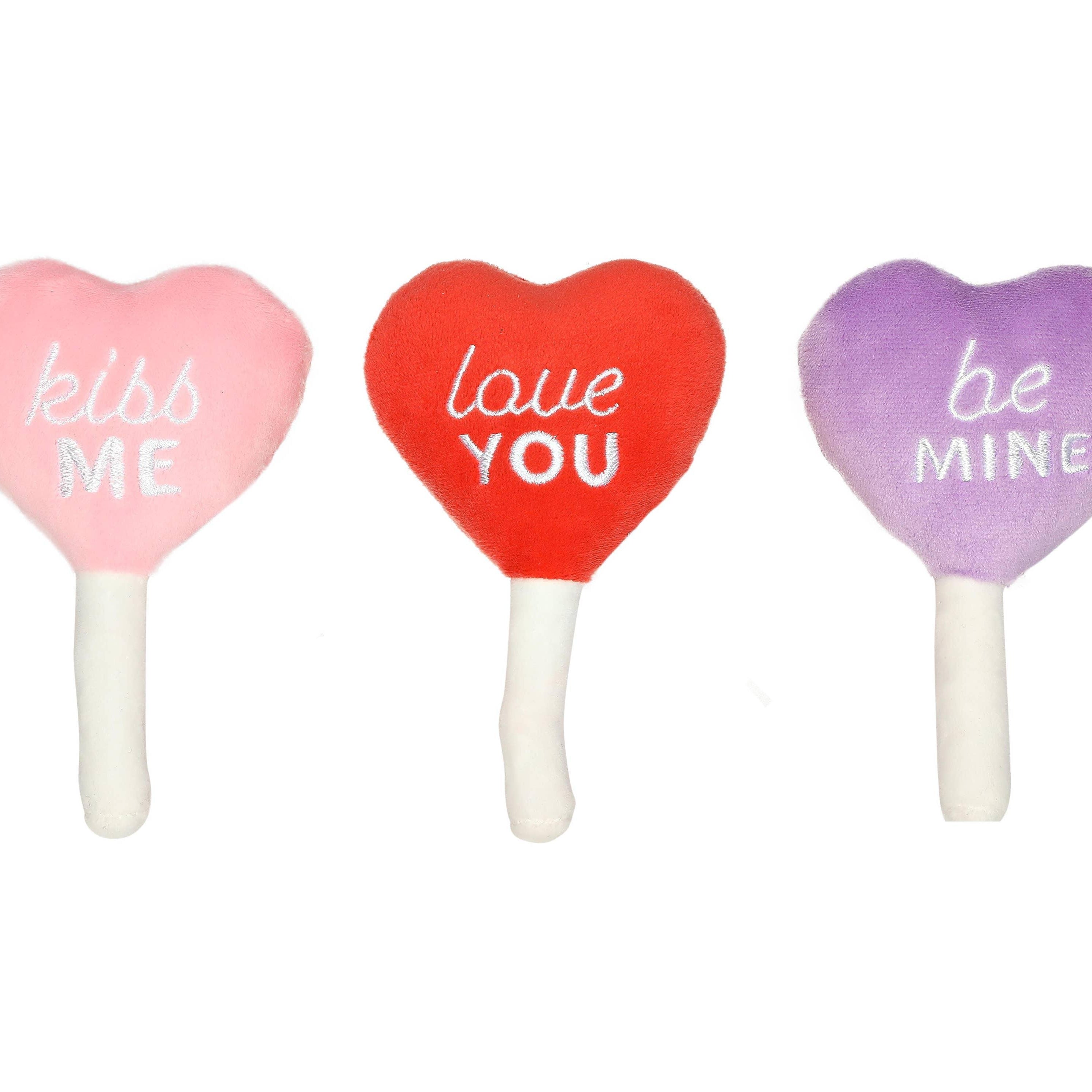 Conversation Hearts Dog Toys, Valentine's Day, Set of 3 - Rocky & Maggie's Pet Boutique and Salon