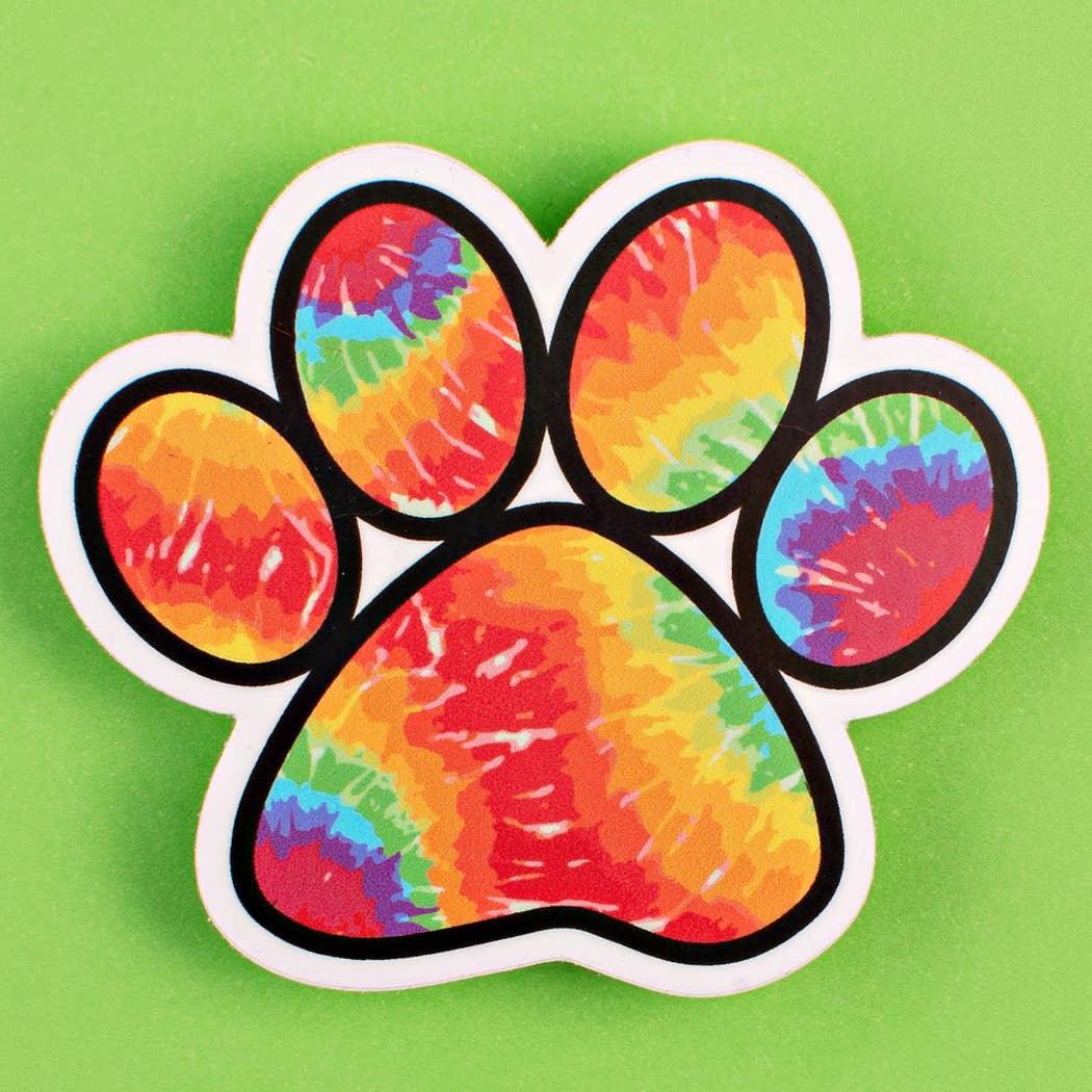 Tie Dye Paw Print Dog or Cat Sticker - Rocky & Maggie's Pet Boutique and Salon