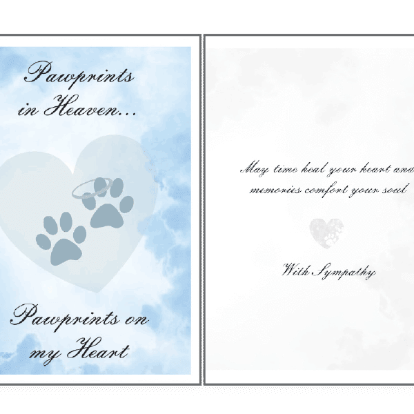 Paw Prints In Heaven Sympathy Card - Rocky & Maggie's Pet Boutique and Salon