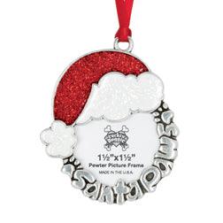 Rockin Doggie Santa Paws Pewter Picture Frame Ornament