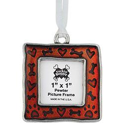 Pewter Christmas Dog Ornament - Bone/Heart/Paw Picture Frame - Rocky & Maggie's Pet Boutique and Salon