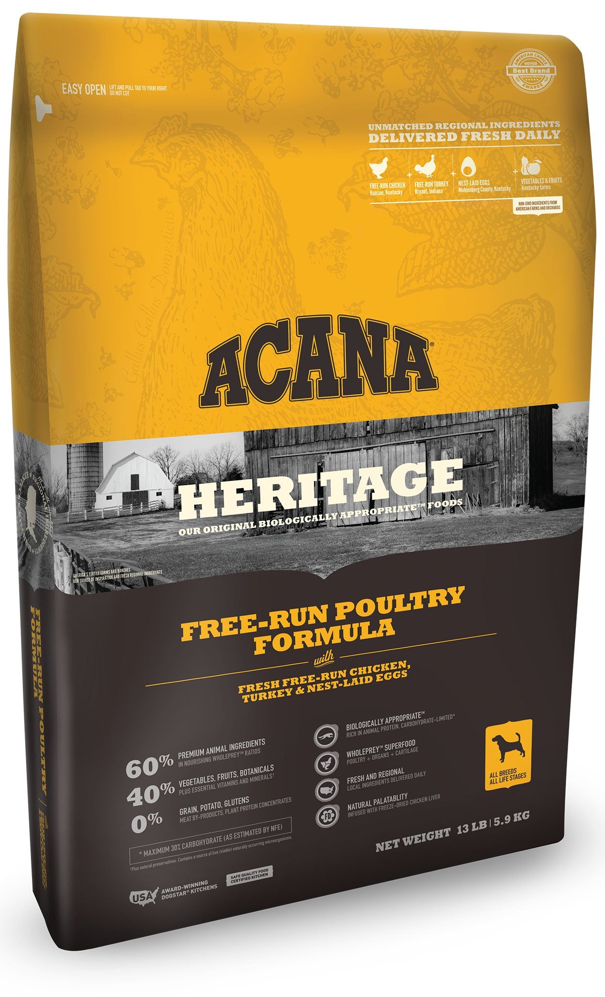Acana Heritage Free Run Poultry Dog Food - Rocky & Maggie's Pet Boutique and Salon