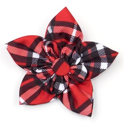 Bias Plaid Red Collar Flower - Rocky & Maggie's Pet Boutique and Salon