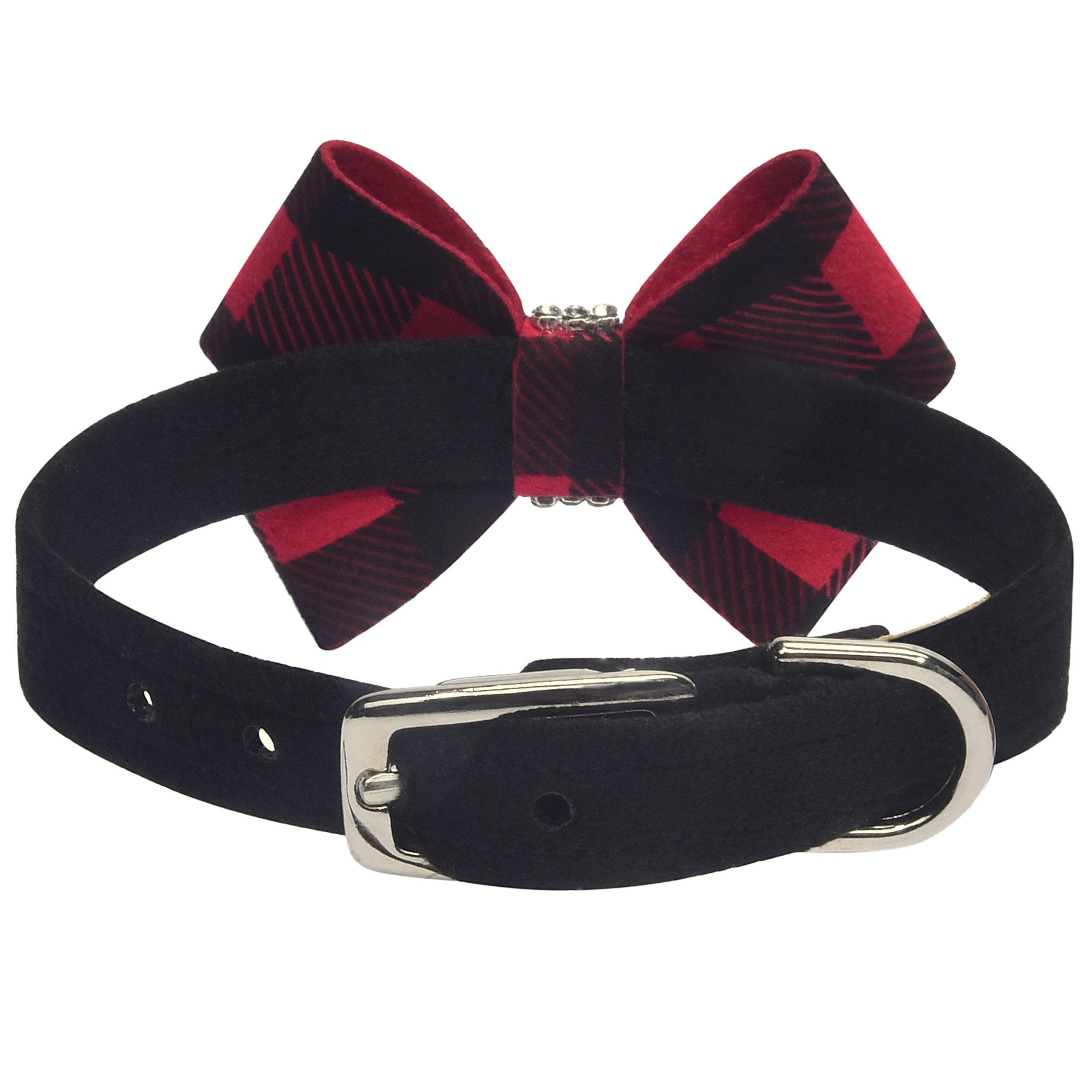 Red Gingham Nouveau Bow Collar - Rocky & Maggie's Pet Boutique and Salon