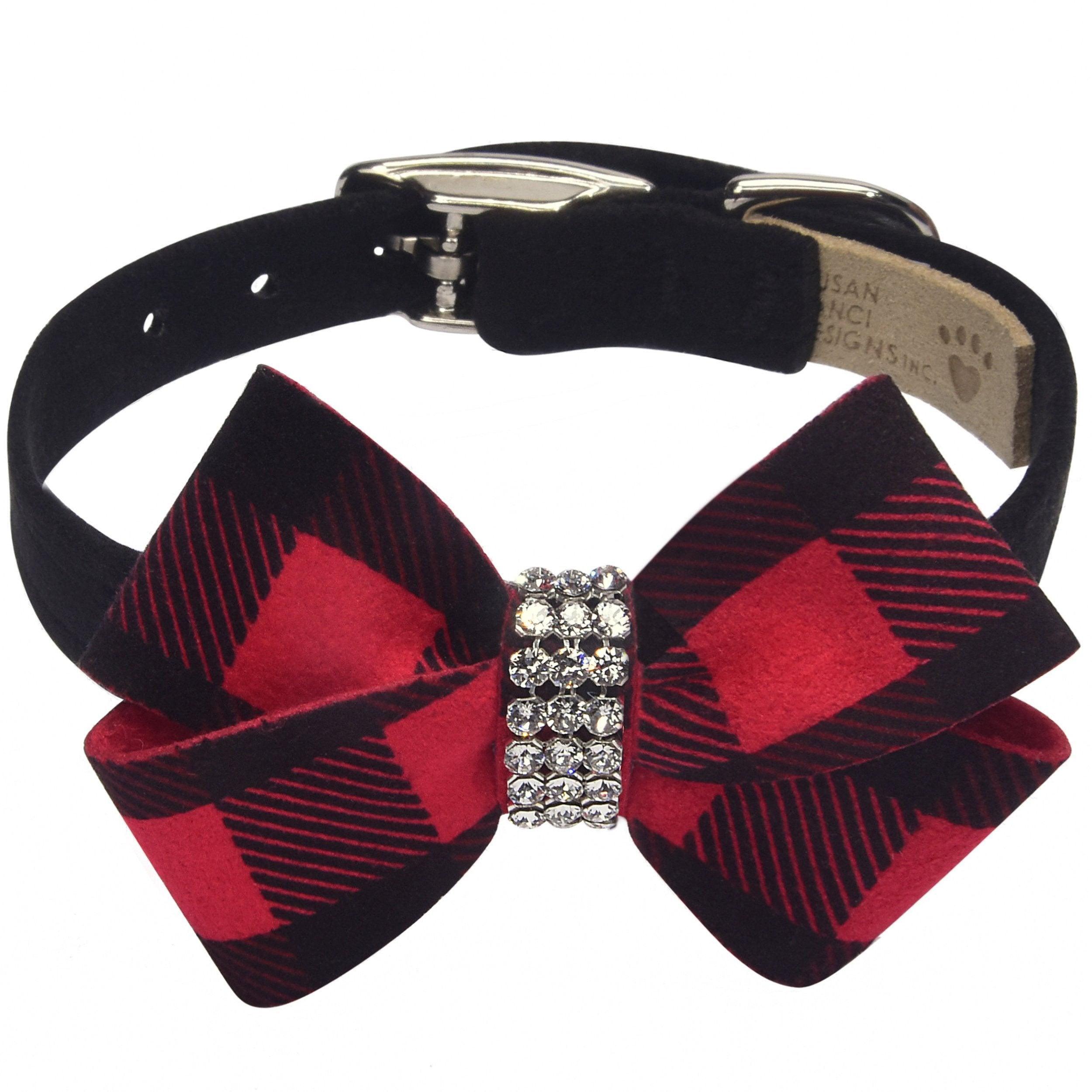 Red Gingham Nouveau Bow Collar - Rocky & Maggie's Pet Boutique and Salon
