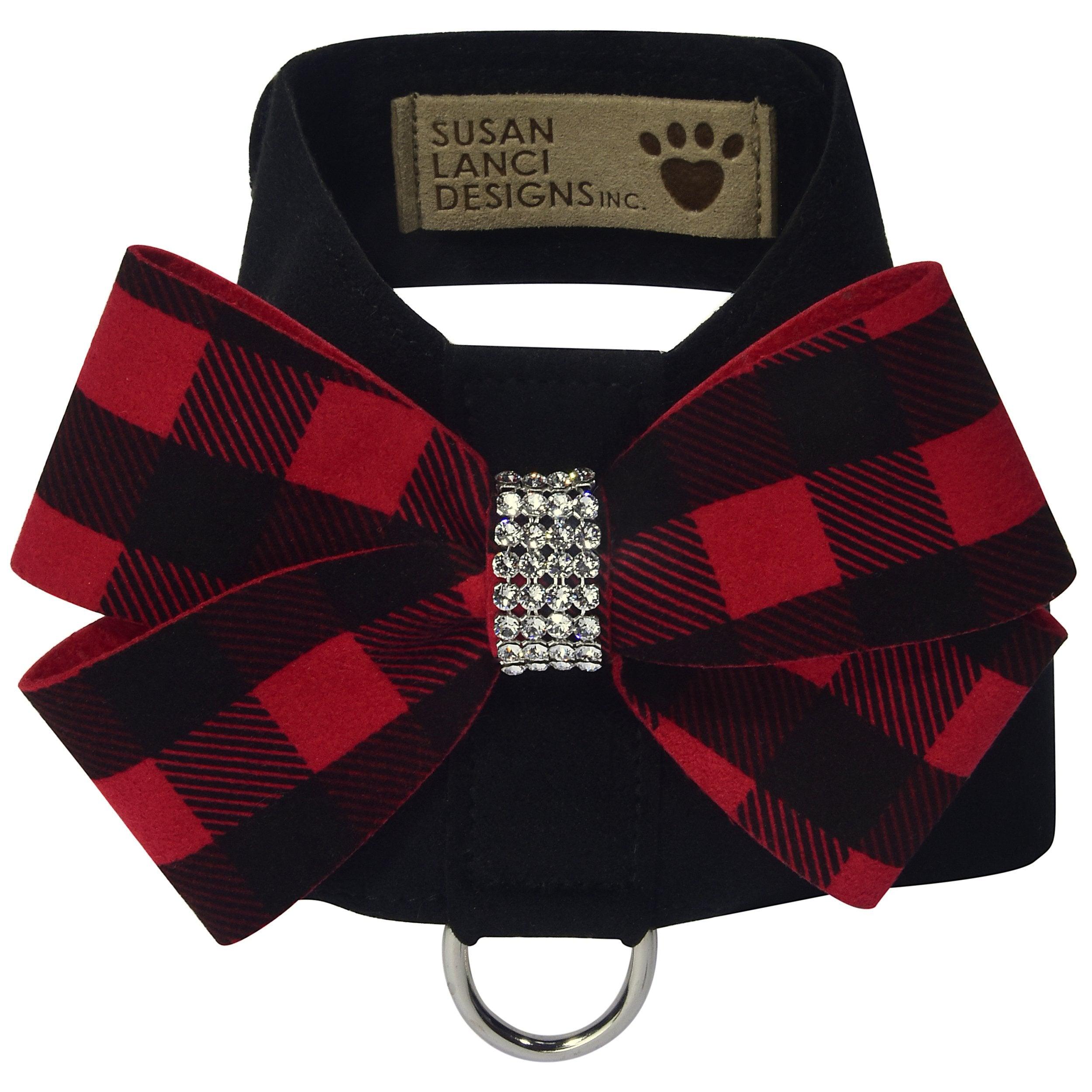 Red Gingham Nouveau Bow Tinkie Harness - Rocky & Maggie's Pet Boutique and Salon