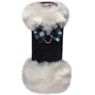 Tiffi Gingham Nouveau Bow White Fox Fur Coat - Rocky & Maggie's Pet Boutique and Salon