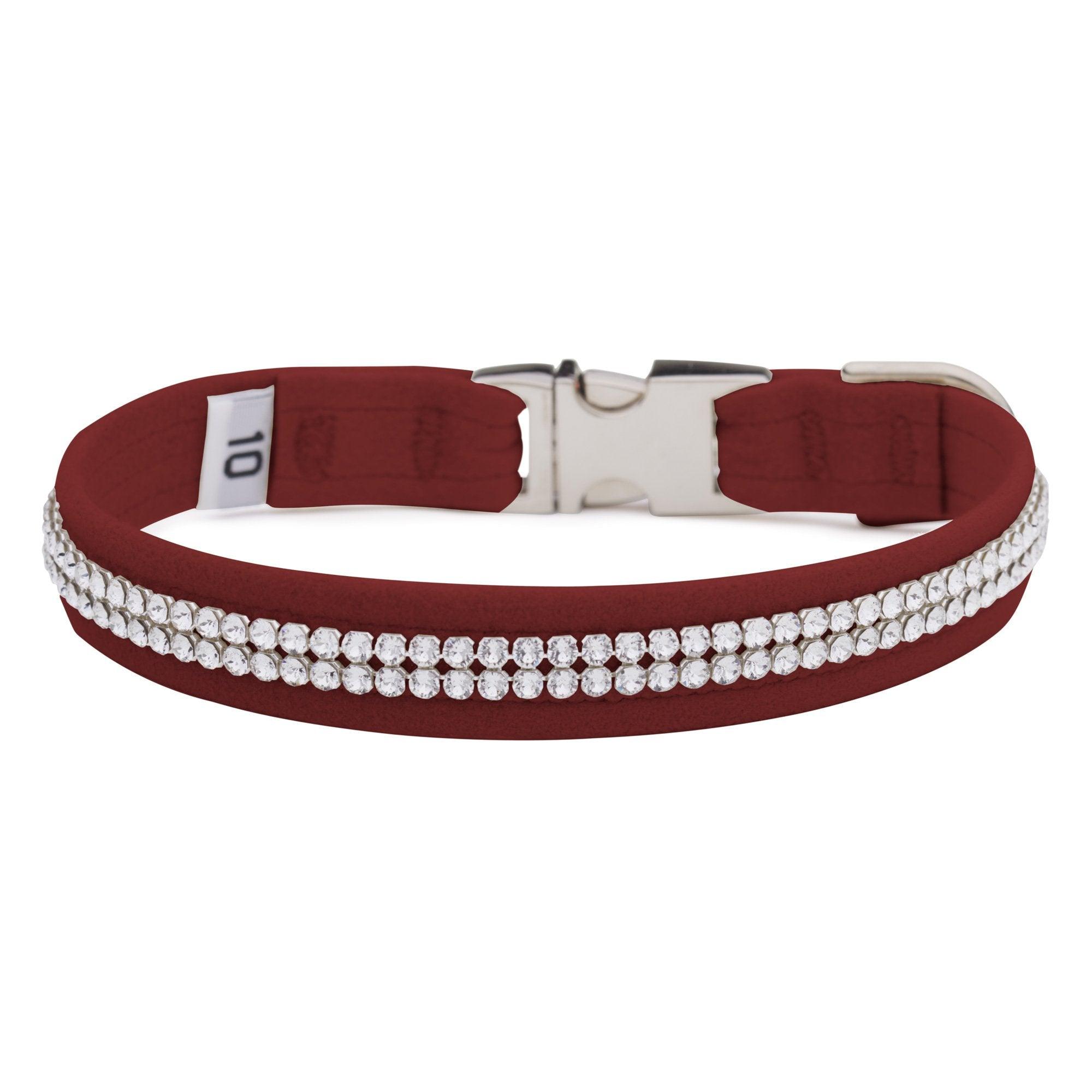 Burgundy 2 Row Giltmore Perfect Fit Collar - Rocky & Maggie's Pet Boutique and Salon