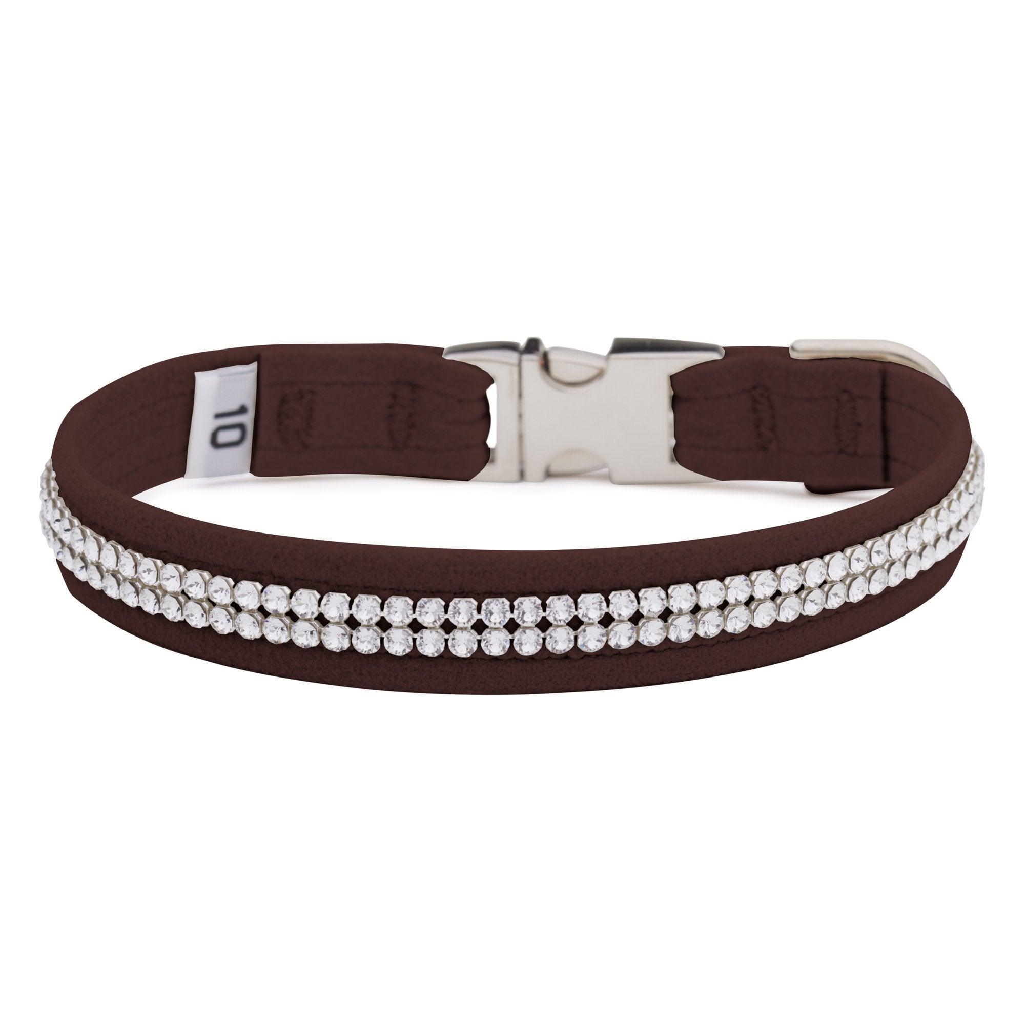 Chocolate 2 Row Giltmore Perfect Fit Collar - Rocky & Maggie's Pet Boutique and Salon