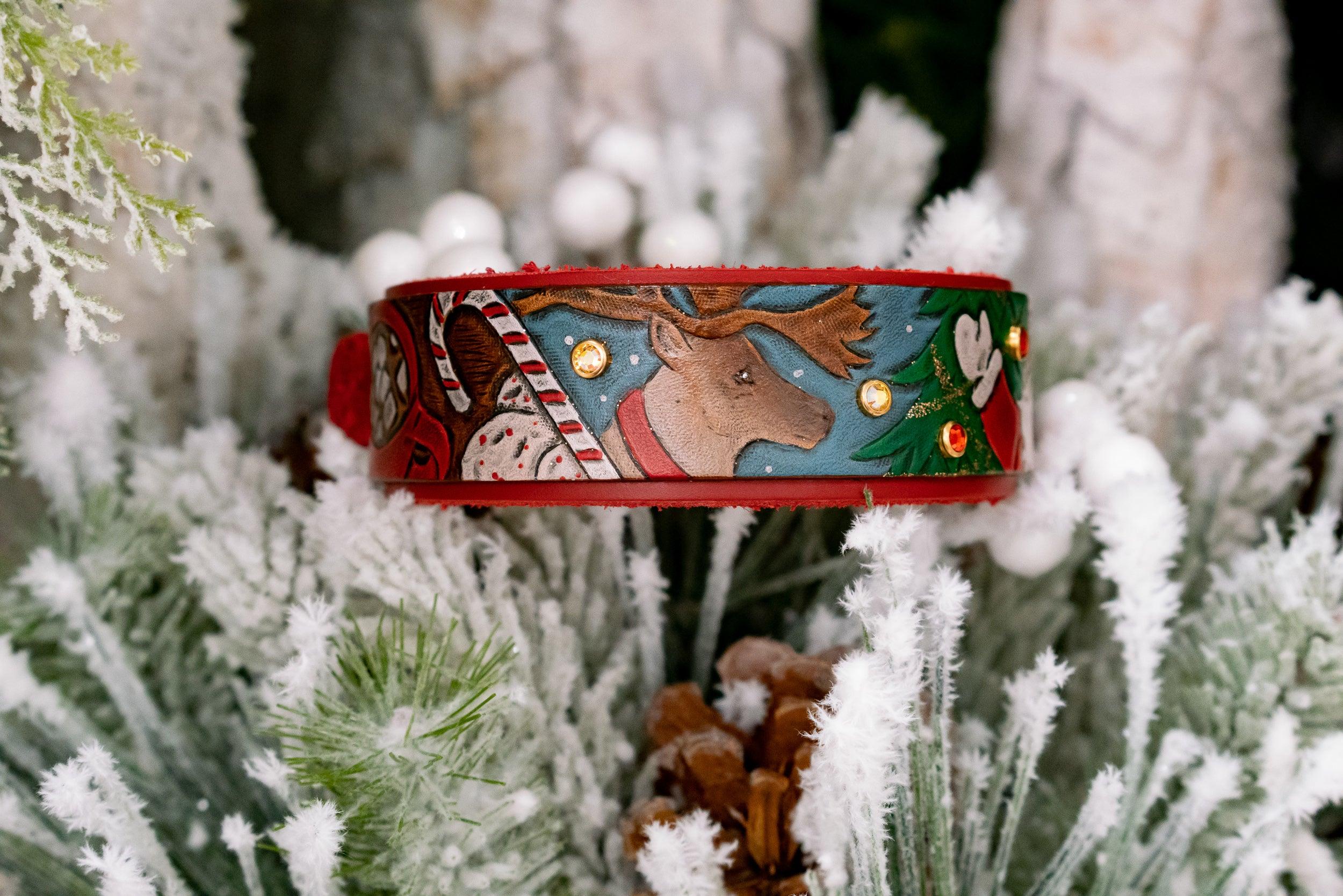 Vintage Christmas Leather Collar (Limited Edition) - Rocky & Maggie's Pet Boutique and Salon