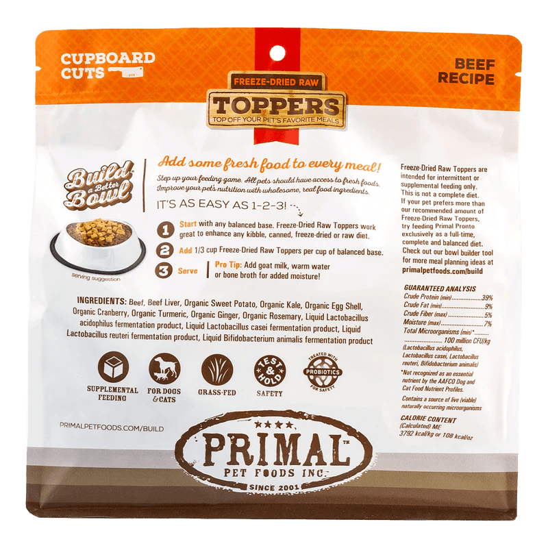 Primal Cupboard Cuts Freeze-Dried Beef Toppers - Rocky & Maggie's Pet Boutique and Salon