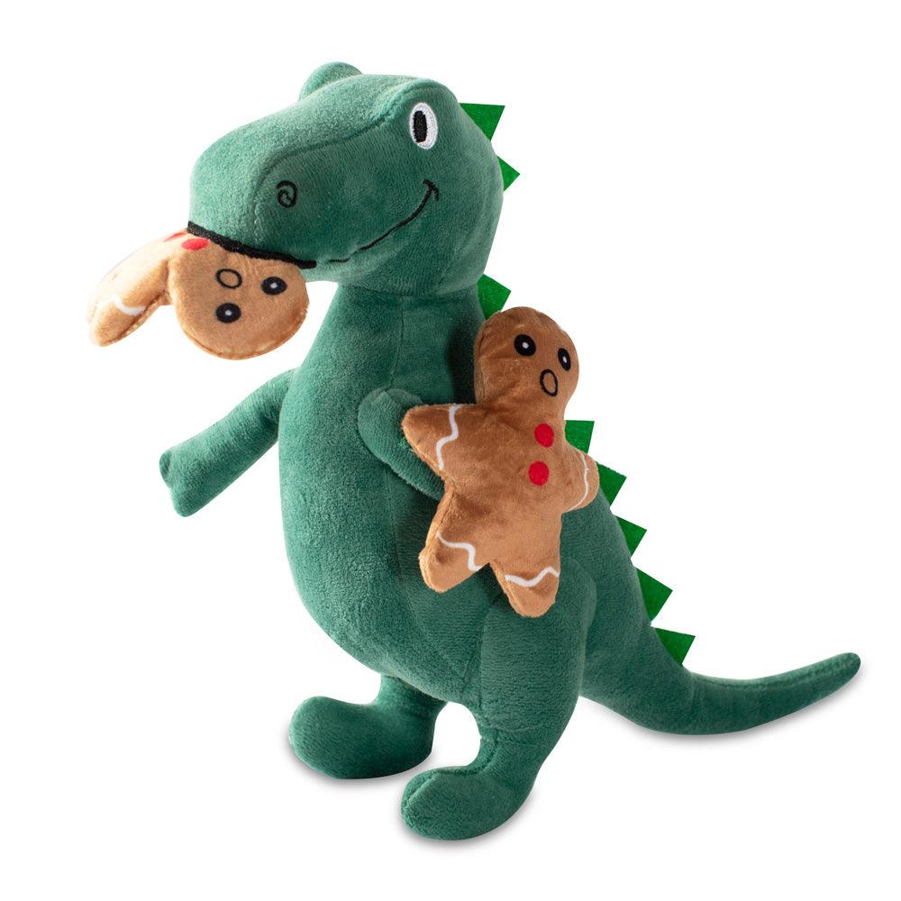 Oh Snap! T-Rex with Gingerbread Man Dog Toy - Rocky & Maggie's Pet Boutique and Salon