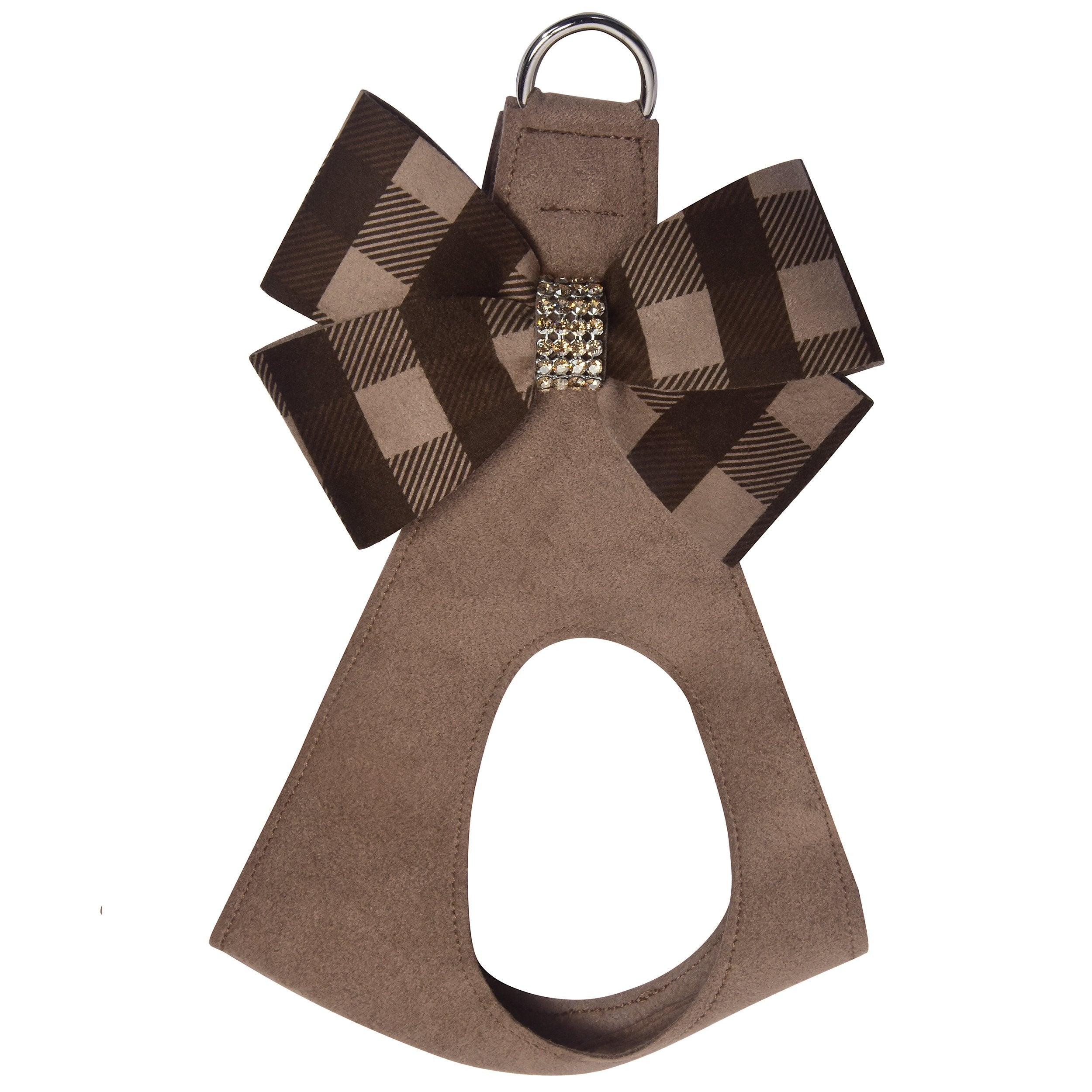 Fawn Gingham Nouveau Bow Step In Harness - Rocky & Maggie's Pet Boutique and Salon