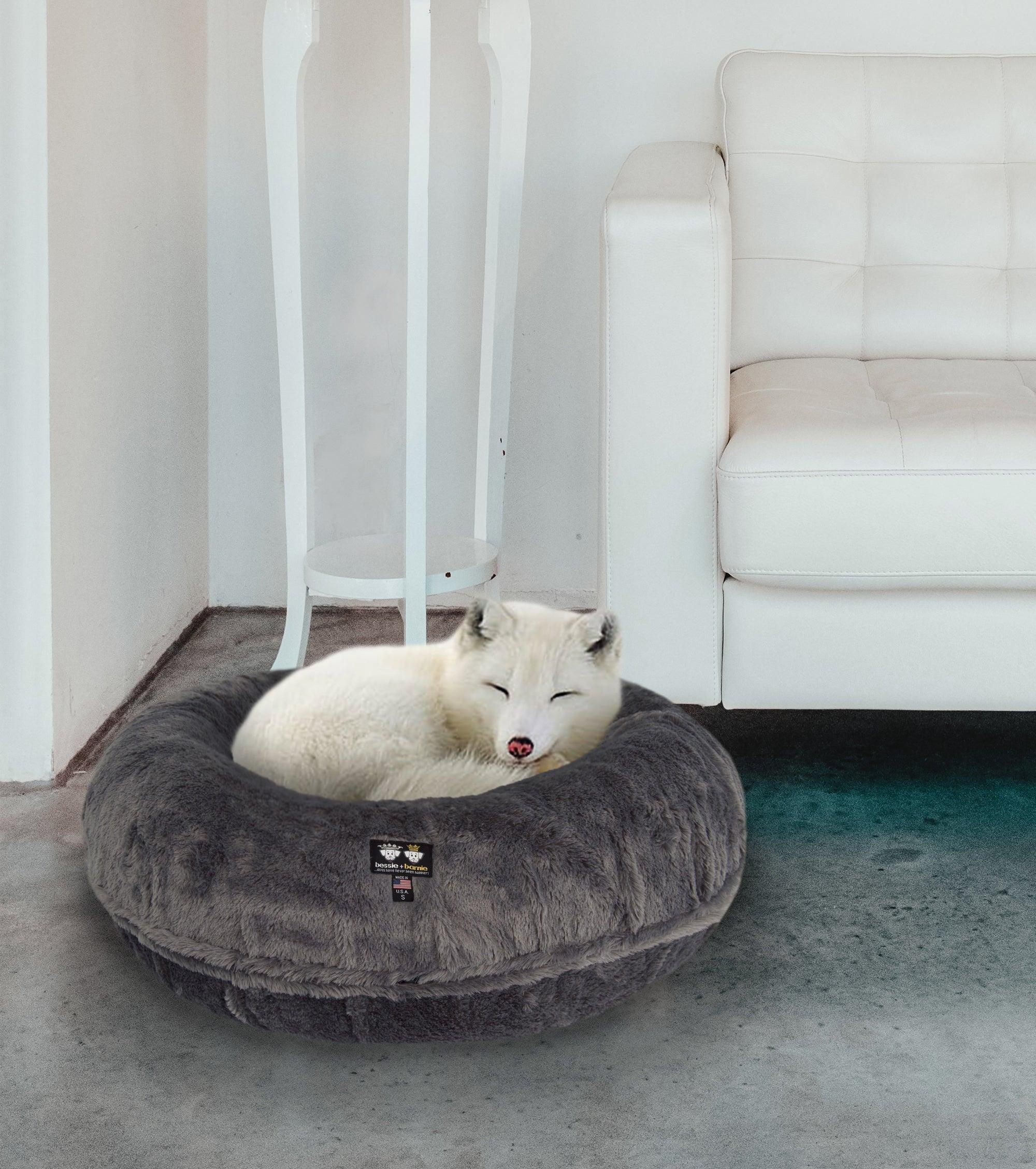 Bagel Bed - Mid Shag Grey Fox - Rocky & Maggie's Pet Boutique and Salon