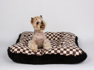Square Windsor Big Check Bed with Black Shag - Rocky & Maggie's Pet Boutique and Salon