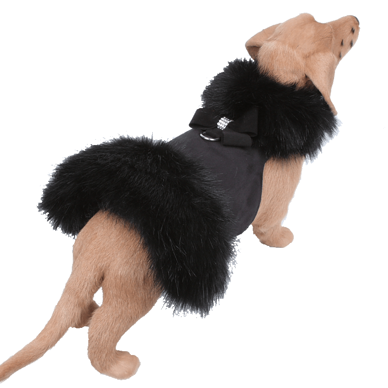 Black Fox Fur Coat with Nouveau Bow - Rocky & Maggie's Pet Boutique and Salon