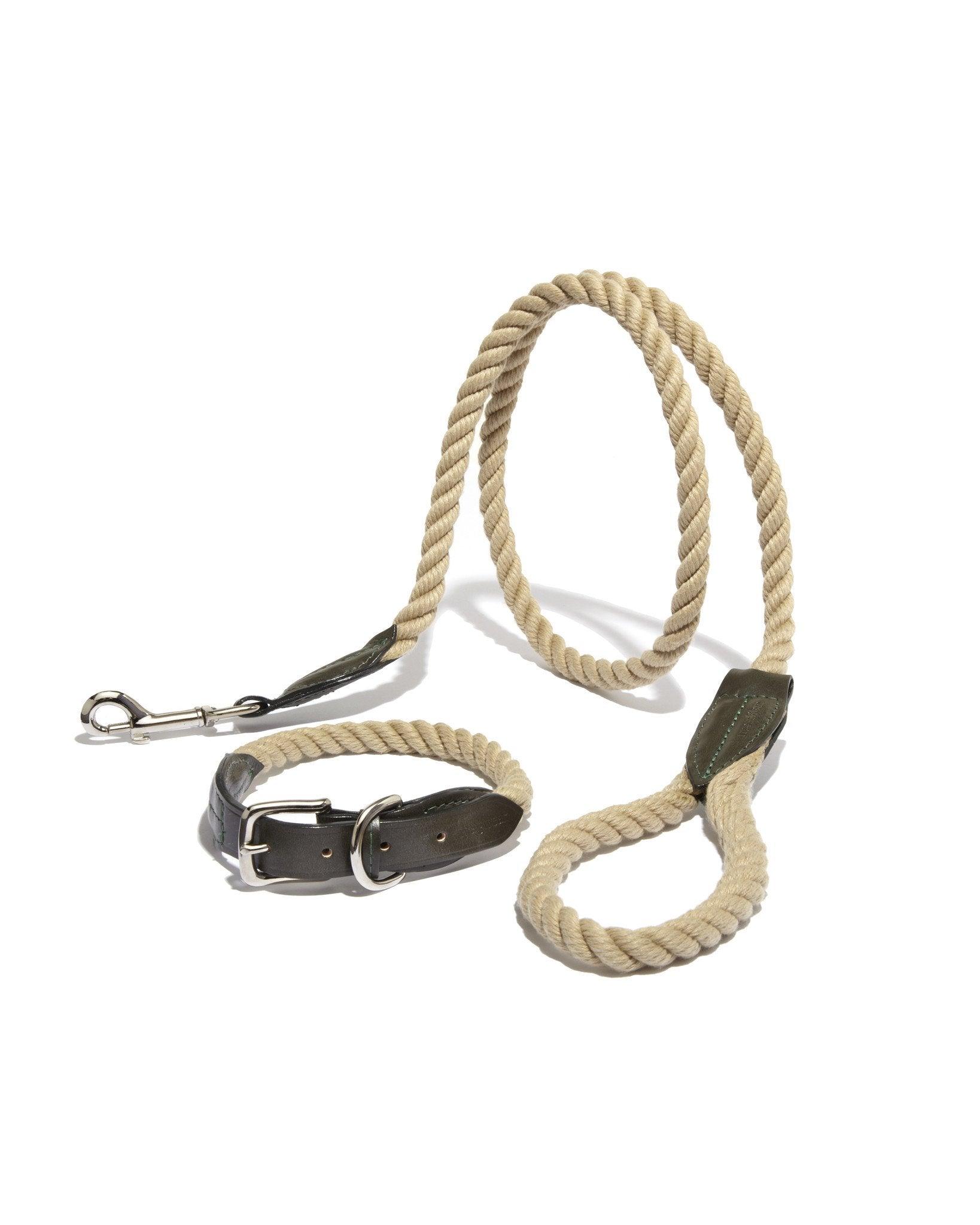 Leather & Rope Collar and Leash - Rocky & Maggie's Pet Boutique and Salon
