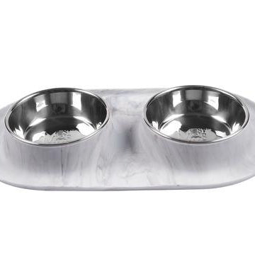 Silicone Double Feeder with Stainless Bowls - Rocky & Maggie's Pet Boutique and Salon