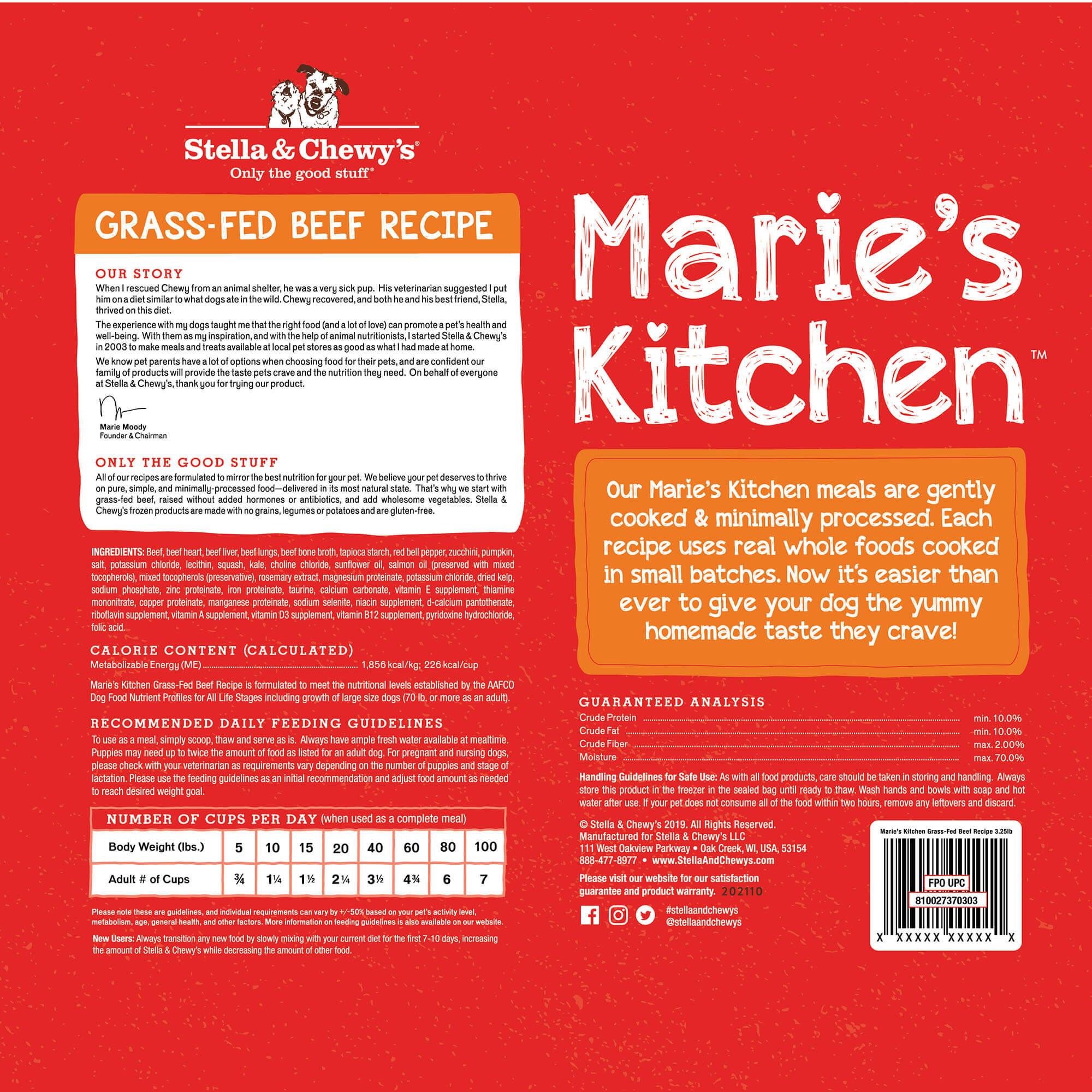 Marie's Kitchen Beef Recipe Gently Cooked Frozen Food for Dogs - Rocky & Maggie's Pet Boutique and Salon