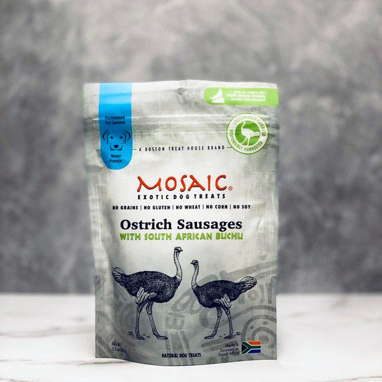 Mosaic South African Ostrich Sausages Infused with Buchu, 3 oz - Rocky & Maggie's Pet Boutique and Salon