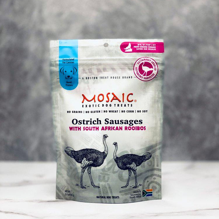 Mosaic South African Ostrich Sausages Infused with Rooibos, 3 oz - Rocky & Maggie's Pet Boutique and Salon