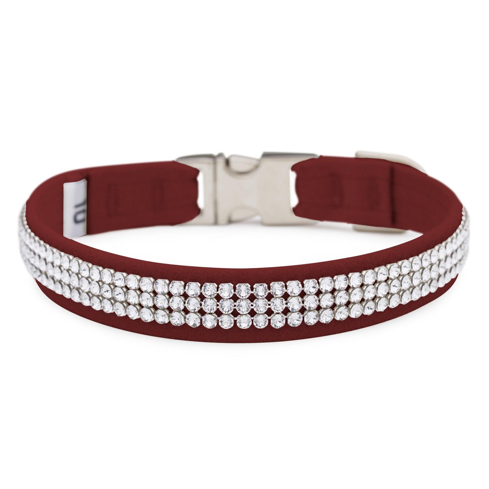 Burgundy 3 Row Giltmore Perfect Fit Collar - Rocky & Maggie's Pet Boutique and Salon