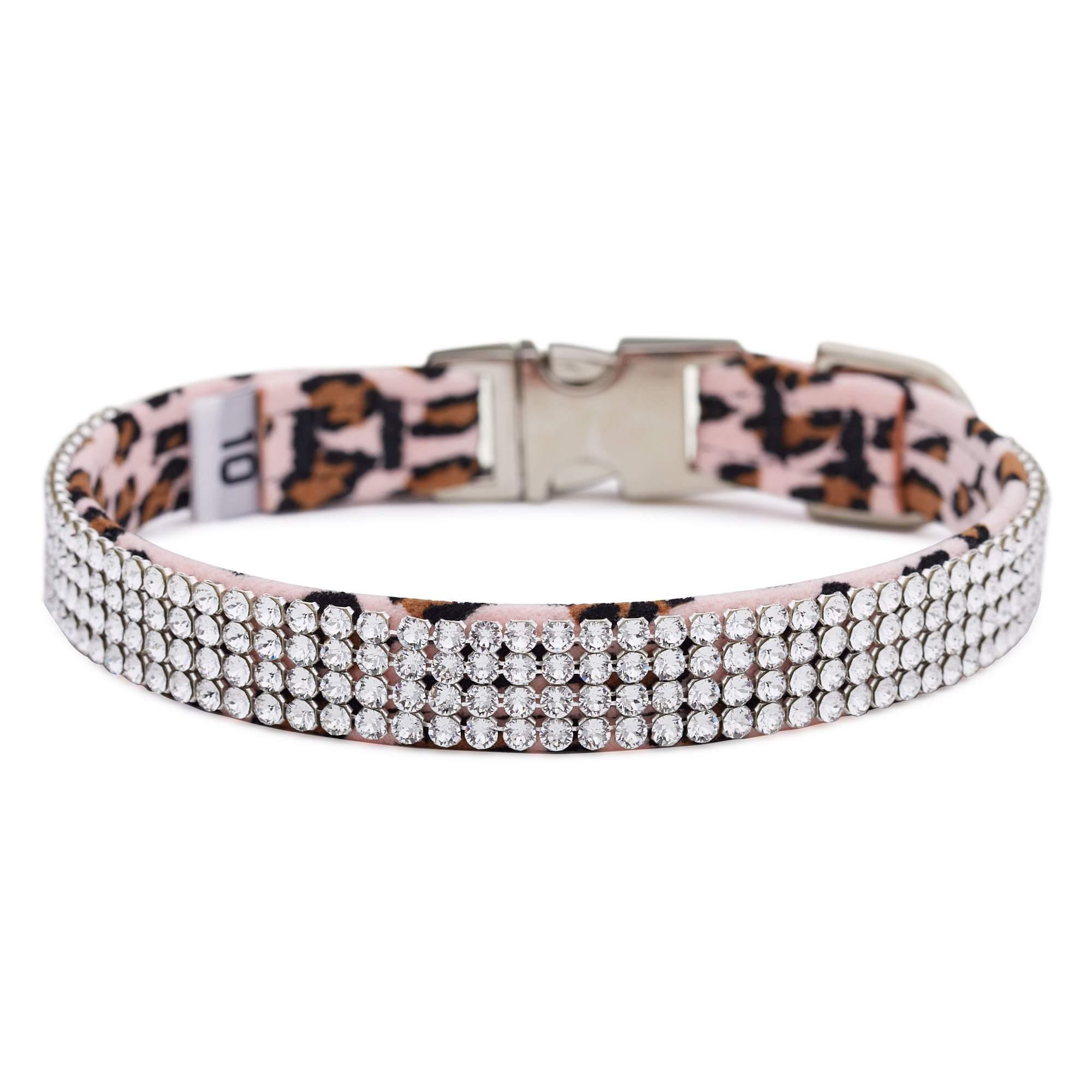 Pink Cheetah 4 Row Giltmore Perfect Fit Collar - Rocky & Maggie's Pet Boutique and Salon