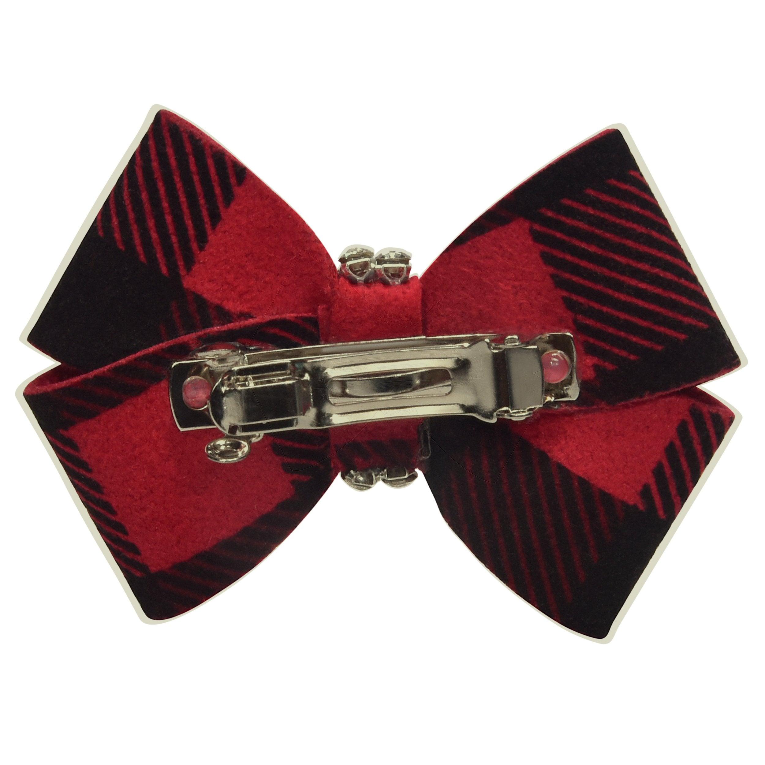 Red Gingham Nouveau Bow Hair Bow-Single - Rocky & Maggie's Pet Boutique and Salon