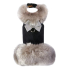 Soft Silver Fox Coat with Platinum Glitzerati Nouveau Bow - Rocky & Maggie's Pet Boutique and Salon