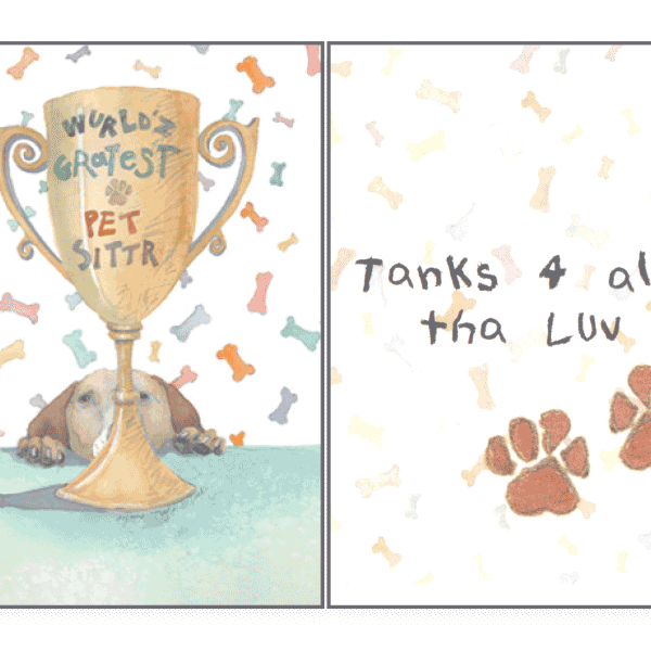 Worlds Greatest Pet Sitter Card - Rocky & Maggie's Pet Boutique and Salon