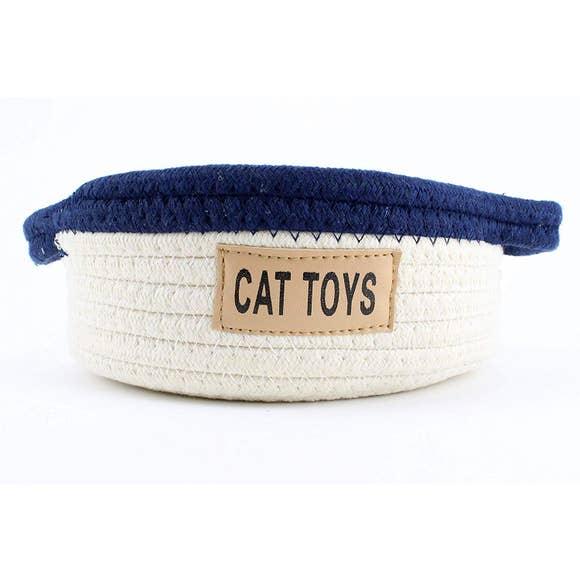 Rope Toy Basket with Leather Handles - Rocky & Maggie's Pet Boutique and Salon