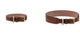 Frida Firenze brown leather Plain Antique Collar with gold buckle, shown in small and large sizes.