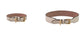 Frida Firenze Plain Antique Collar in beige leather with gold buckle, shown in small and large sizes.