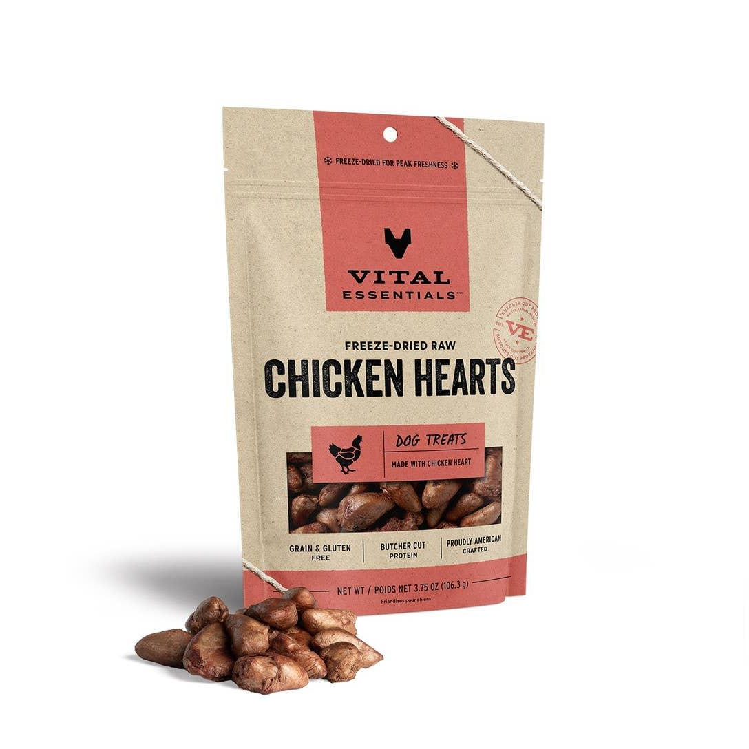 Vital Essentials Chicken Hearts FD Dog Treats 3.75 oz - Rocky & Maggie's Pet Boutique and Salon