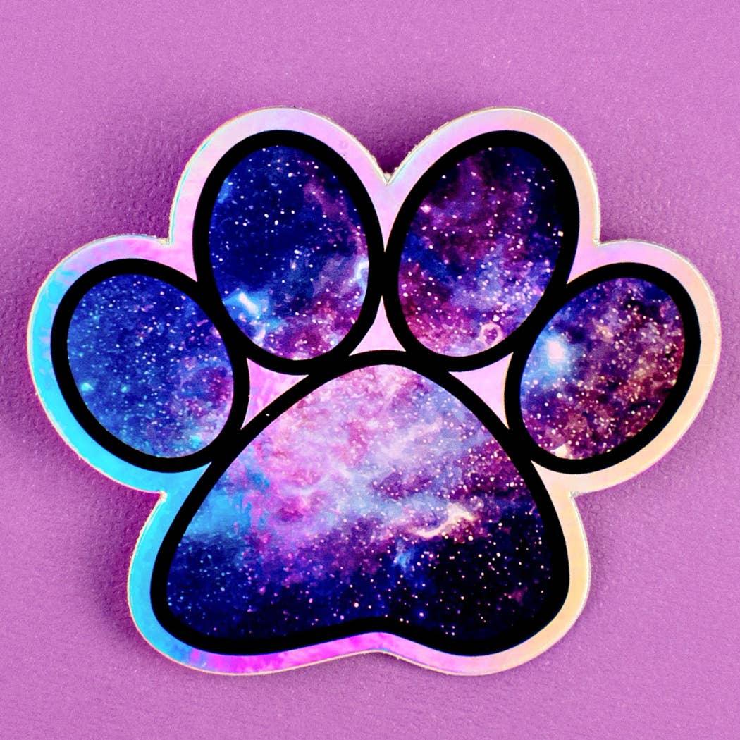 Rainbow Halographic Paw Print Galaxy Dog Sticker - Rocky & Maggie's Pet Boutique and Salon